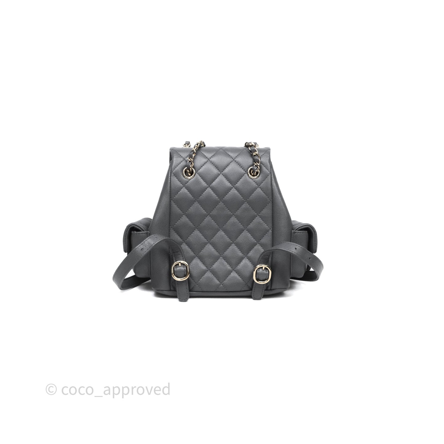 Chanel Small Duma Backpack Dark Grey Caviar Gold Hardware 23K