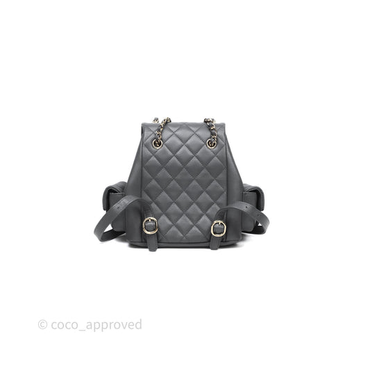 Chanel Small Duma Backpack Dark Grey Caviar Gold Hardware 23K