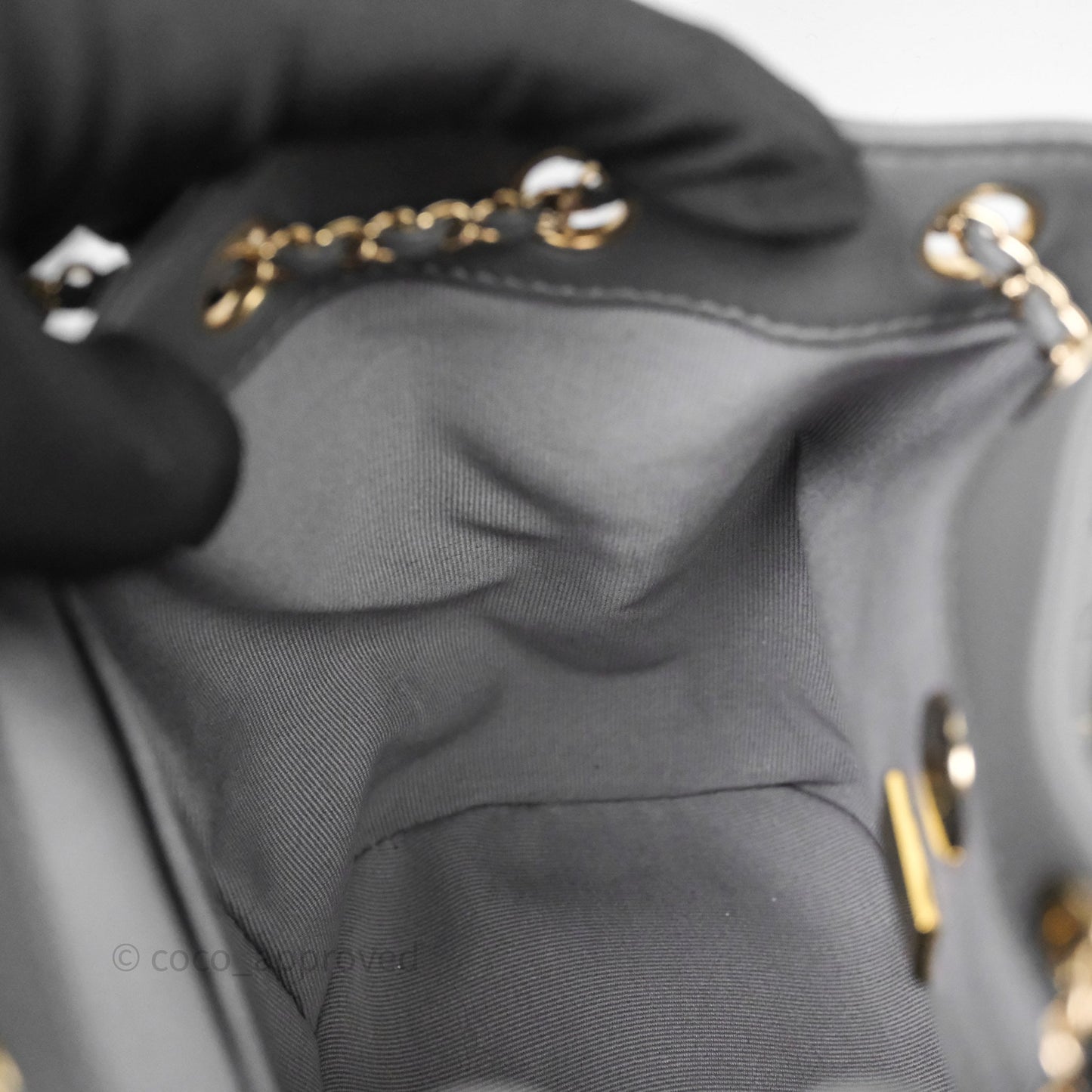 Chanel Small Duma Drawstring Backpack Grey Lambskin Gold Hardware
