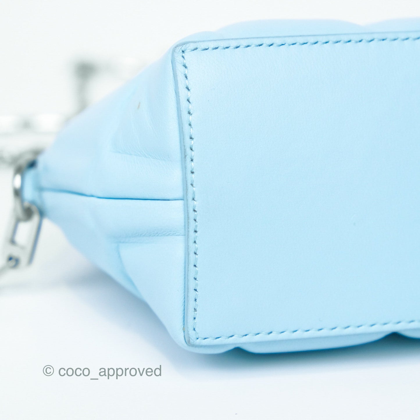 Bottega Veneta Mini Half Moon Bag Topazio Blue Nappa Lambskin Silver Hardware