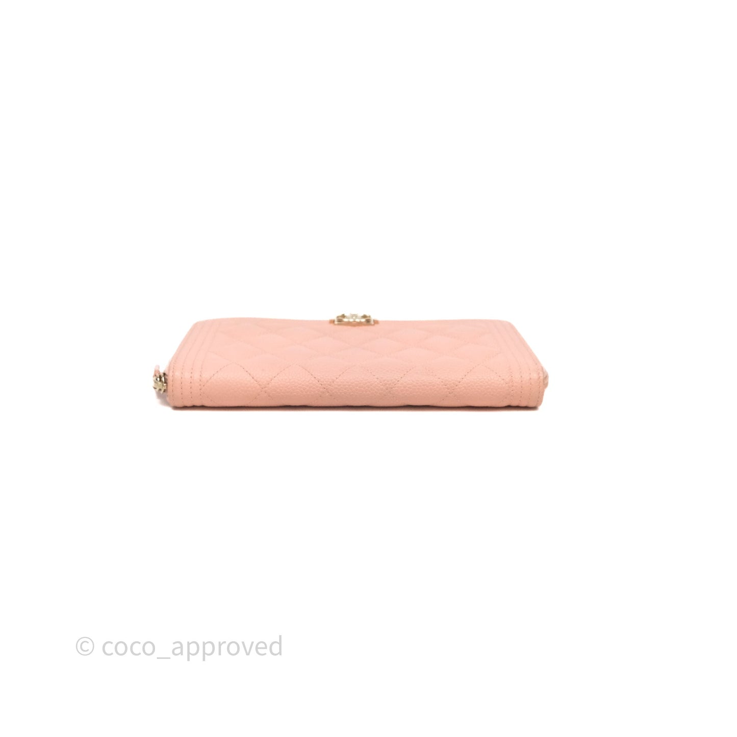 Chanel Boy Zip Long Wallet Pink Caviar Gold Hardware
