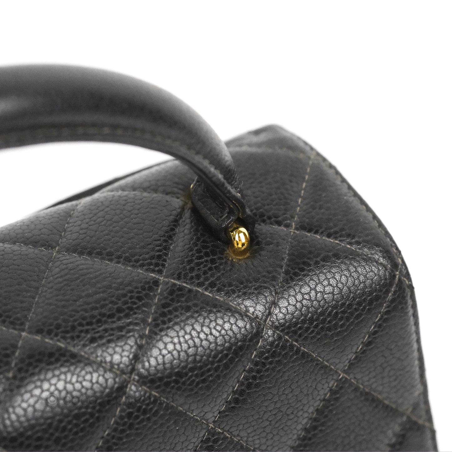 Chanel Vintage Kelly Quilted Flap Bag Black Caviar 24K Gold Hardware