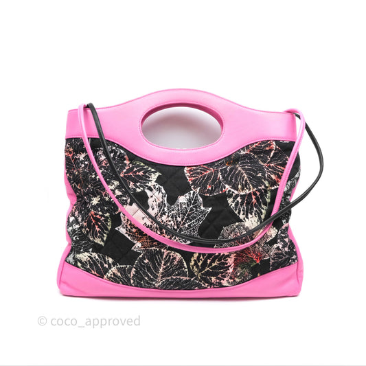 Chanel 31 Large Shopping Bag Leaves Printed Canvas/ Calfskin Pink