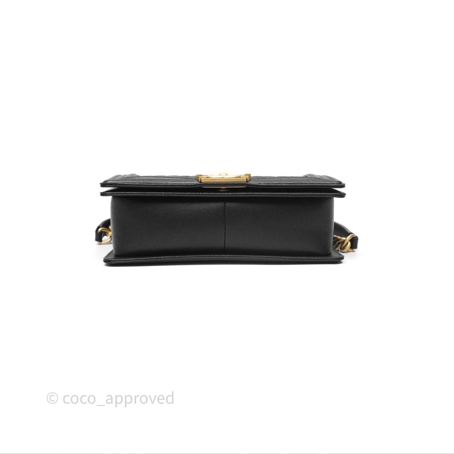 Chanel Quilted Medium Boy Black Caviar Aged Gold Hardware