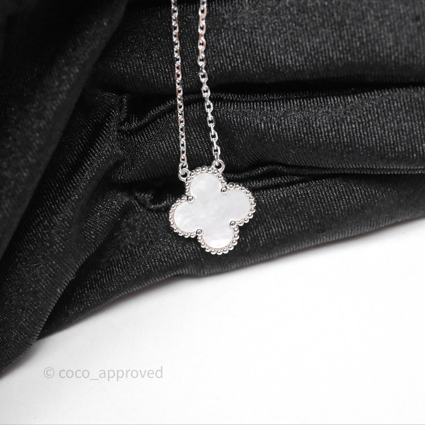 Van Cleef & Arpels Vintage Alhambra Pendant Necklace White Mother-of-pearl White Gold