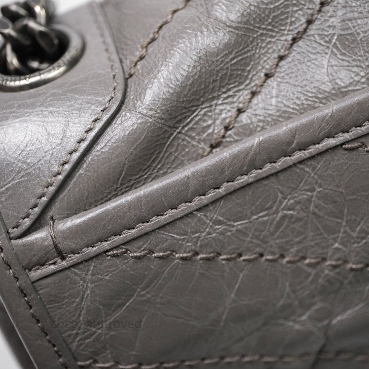 Saint Laurent Medium Niki Chain Bag Crinkled Calfskin Grey