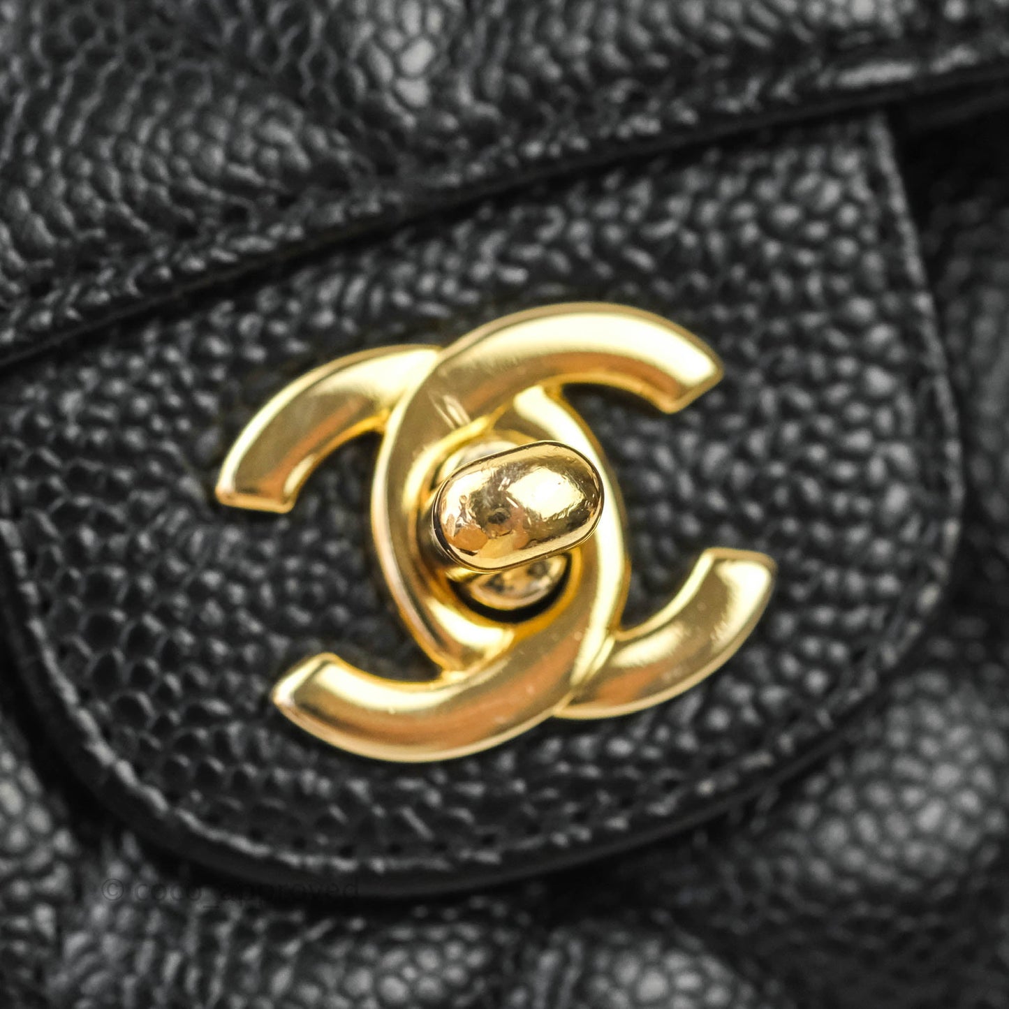Chanel Quilted M/L Medium Double Flap Black Caviar Gold Hardware