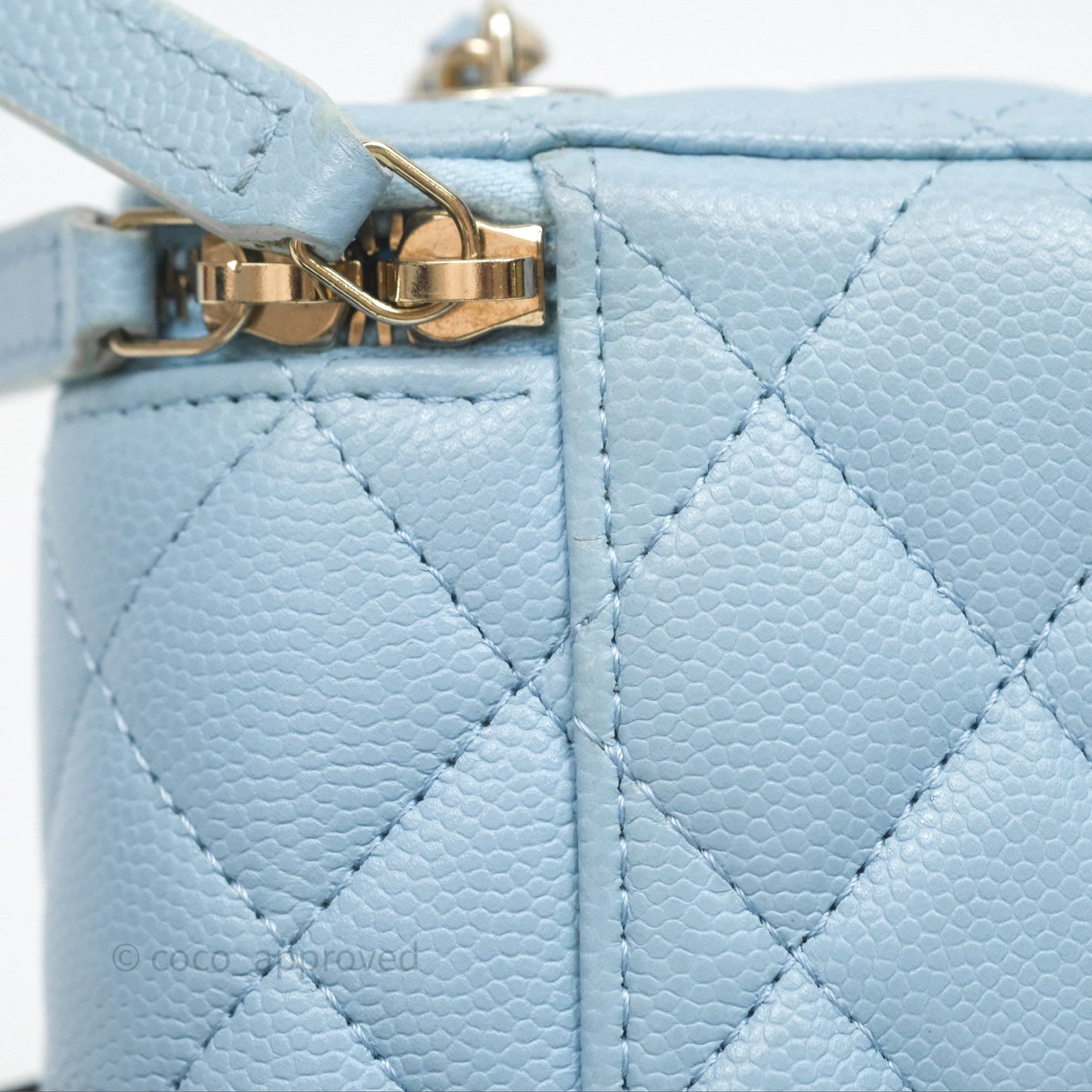 Chanel Classic Mini Vanity With Chain Light Blue Caviar Gold Hardware