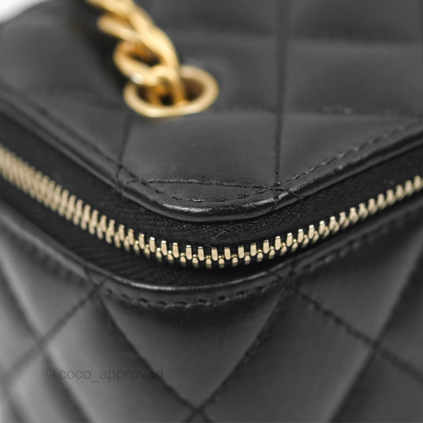 Chanel All Slide Vanity with Adjustable Chain Black Lambskin Aged Gold Hardware