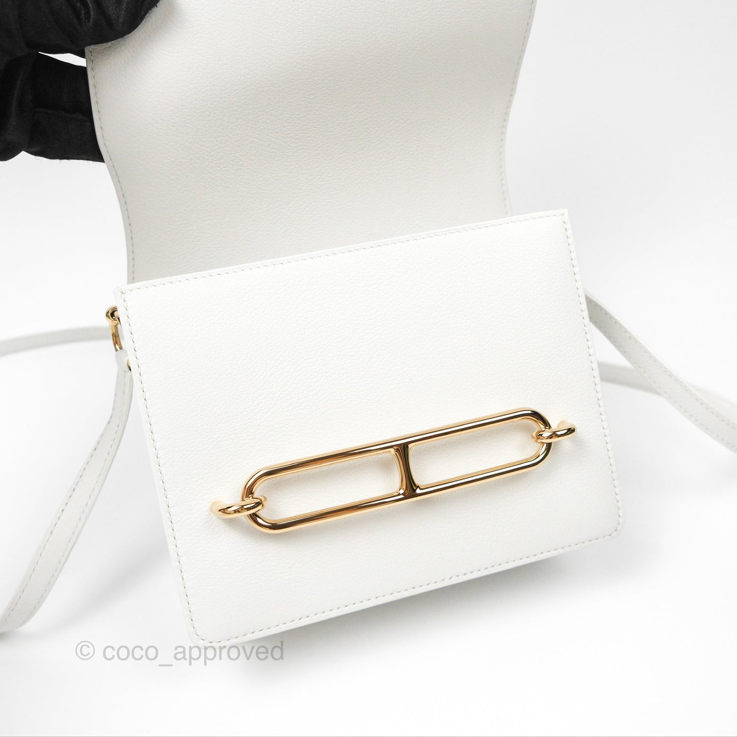 Hermès Roulis Mini 18 New White Evercolor Permabrass Hardware