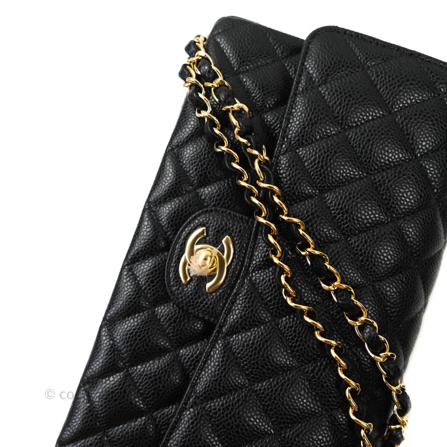 Chanel Classic M/L Medium Double Flap Bag Black Caviar Gold Hardware