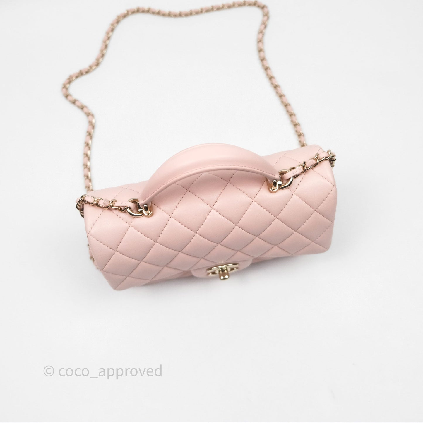 Chanel Top Handle Mini Rectangular Flap Pink Lambskin Gold Hardware