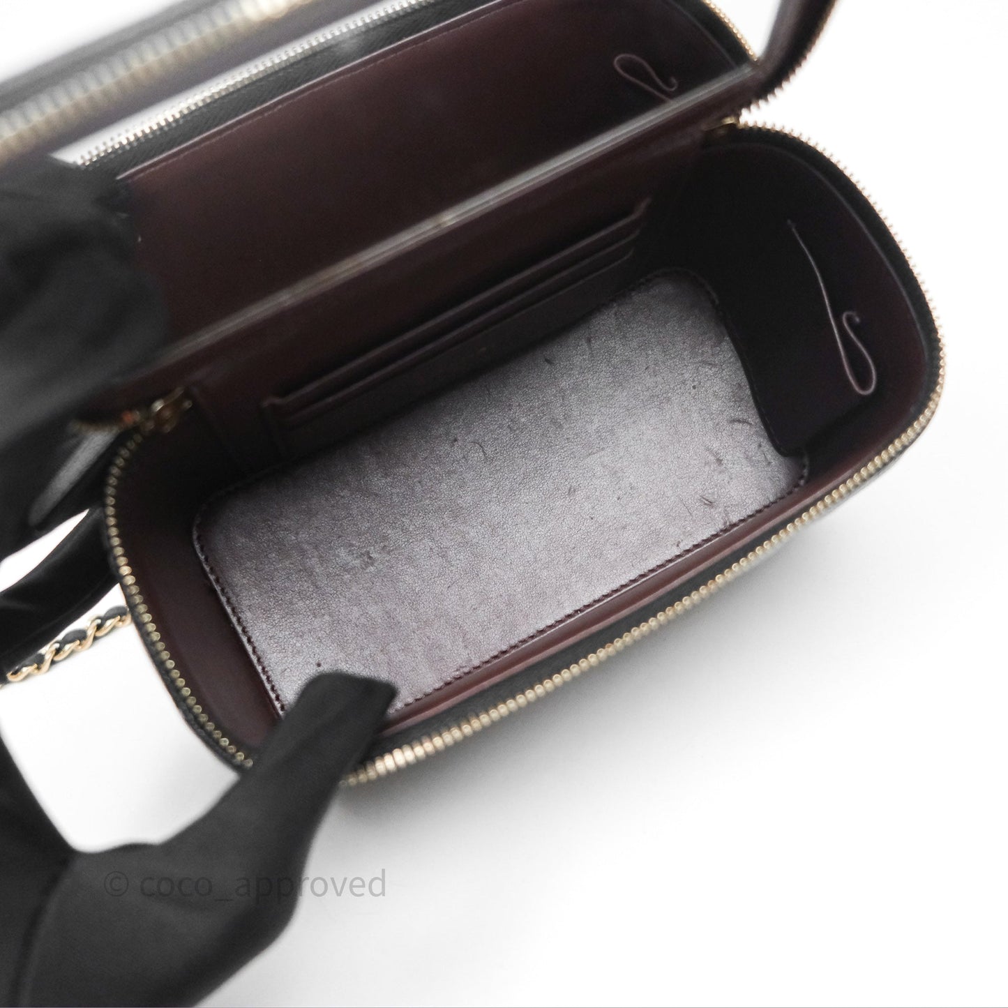 Chanel Vanity Rectangular With Chain Black Caviar Gold Hardware