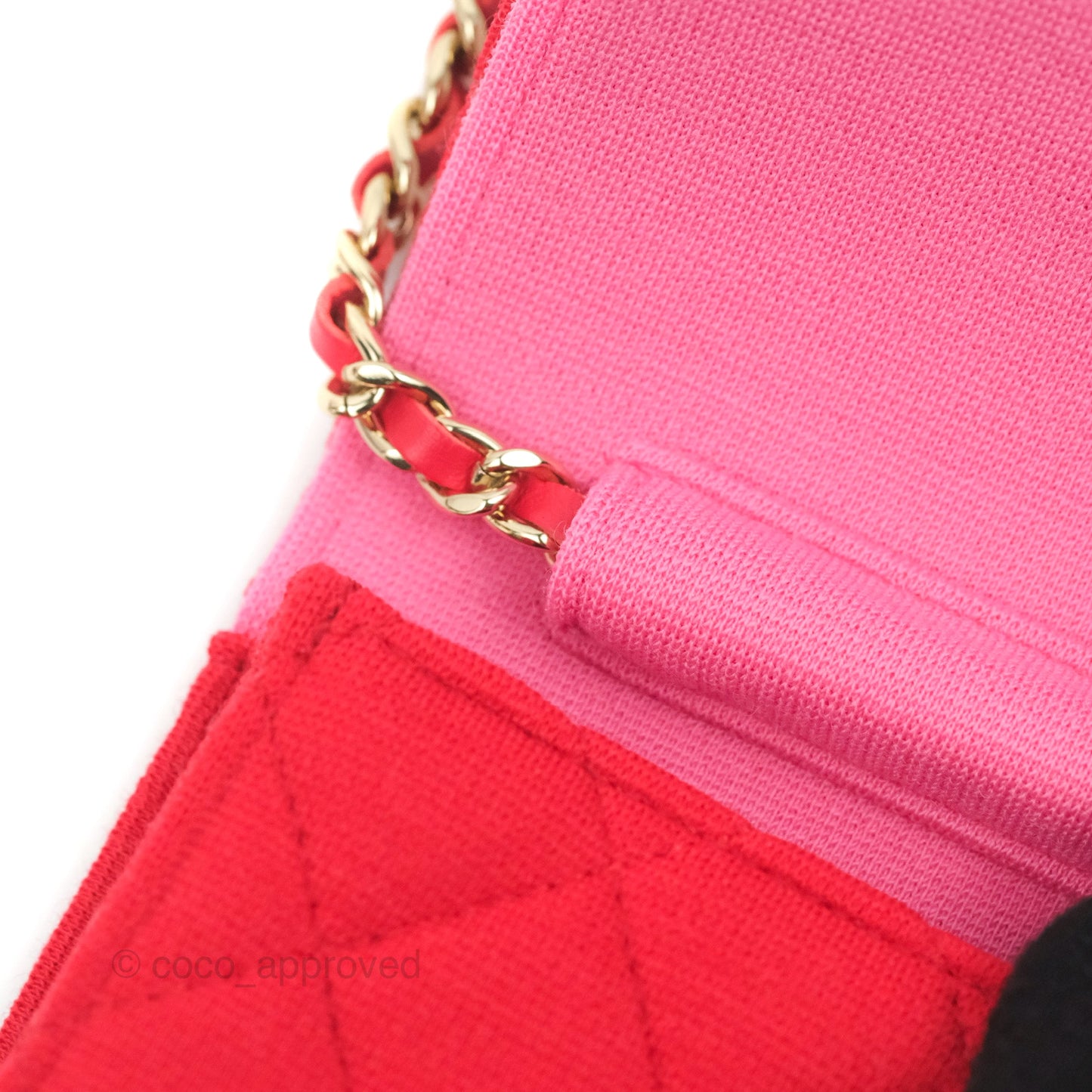 Chanel Mini Clutch With Chain Red Cotton Gold Hardware