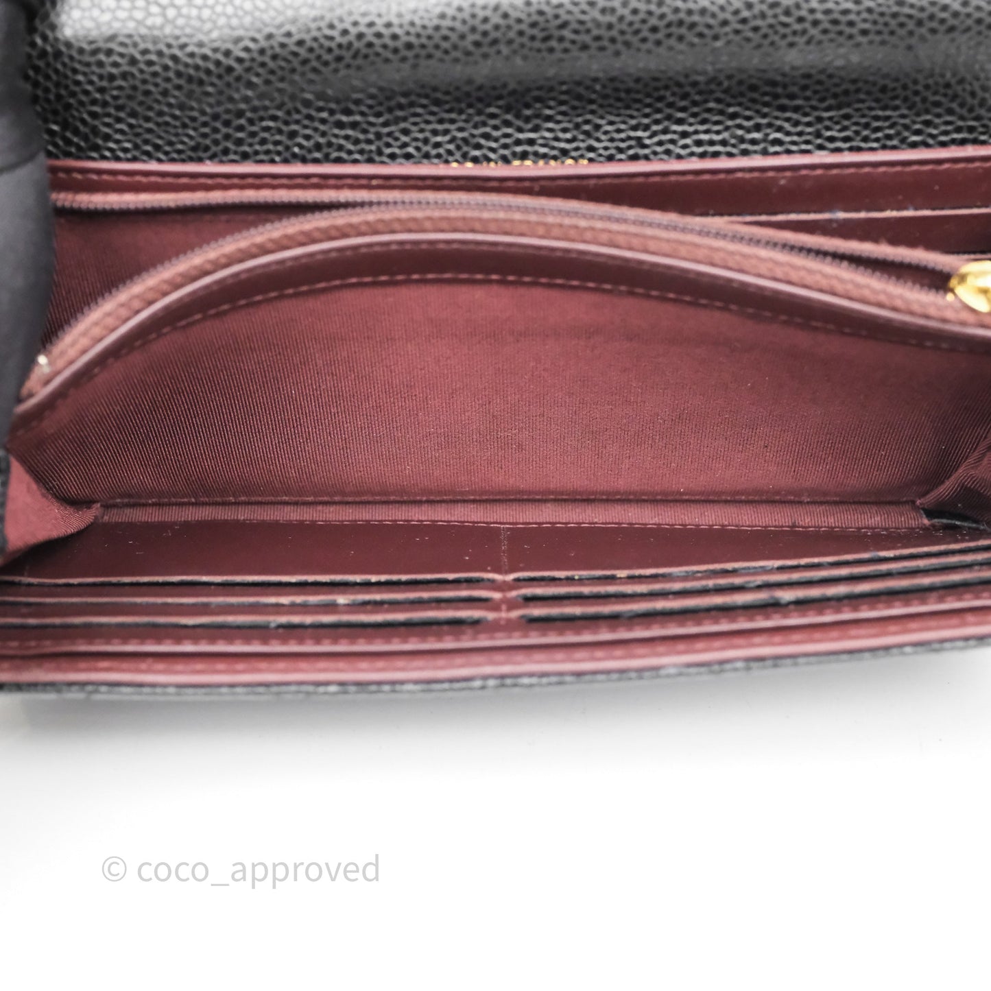 Chanel Quilted Classic Zip Long Wallet Black Caviar Gold Hardware