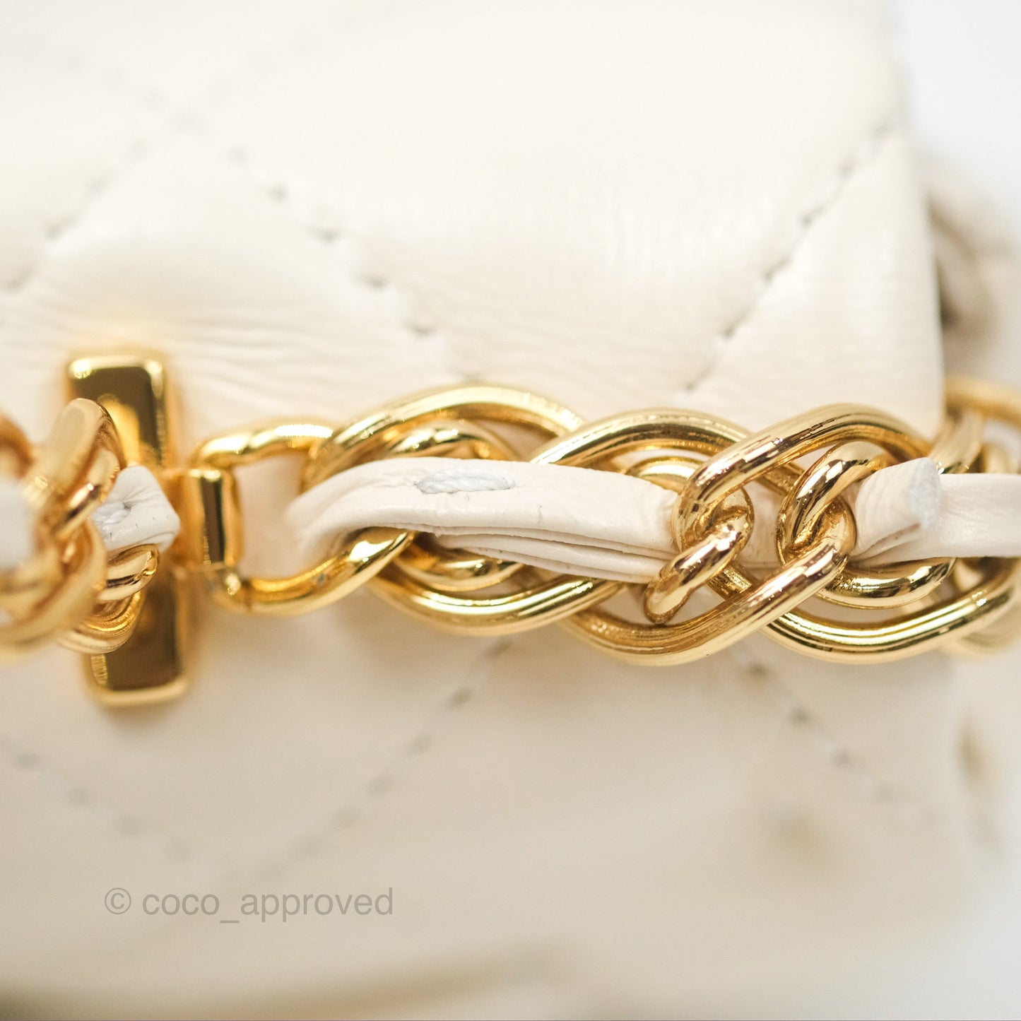 Chanel Top Handle White Lambskin Gold Hardware