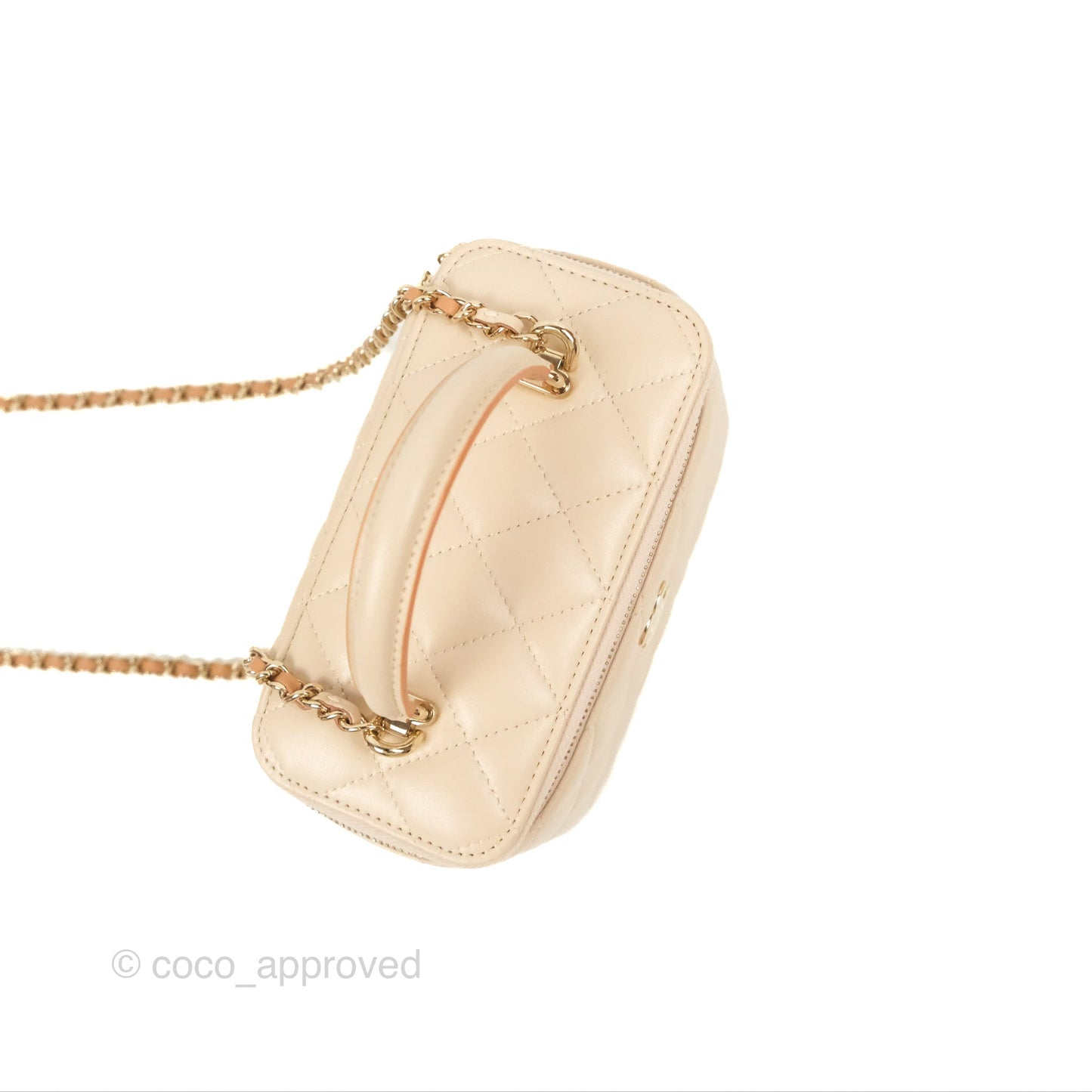 Chanel Vanity Rectangular Top Handle Ecru/Beige Lambskin Gold Hardware 23P