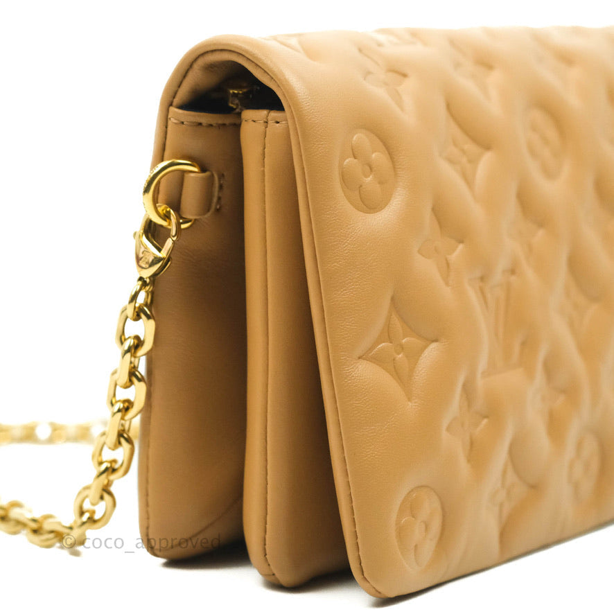 Louis Vuitton Pochette Coussin Monogram Caramel Beige Gold Hardware