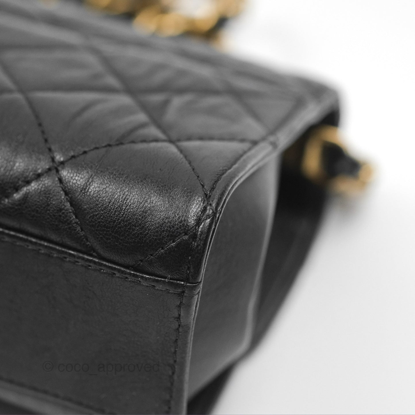 Chanel Mini Wrapped Handle Flap Bag Black Crumpled Lambskin Aged Gold Hardware 21S