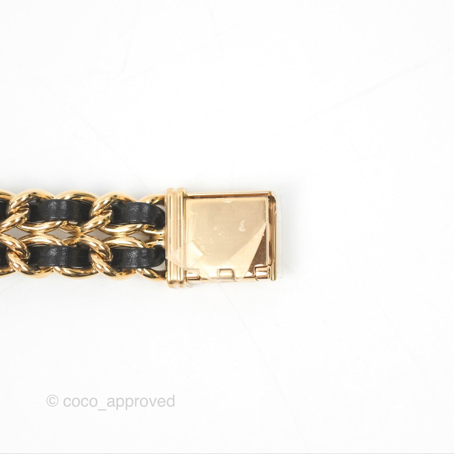 Chanel Première Watch Black Leather Gold Tone Size S