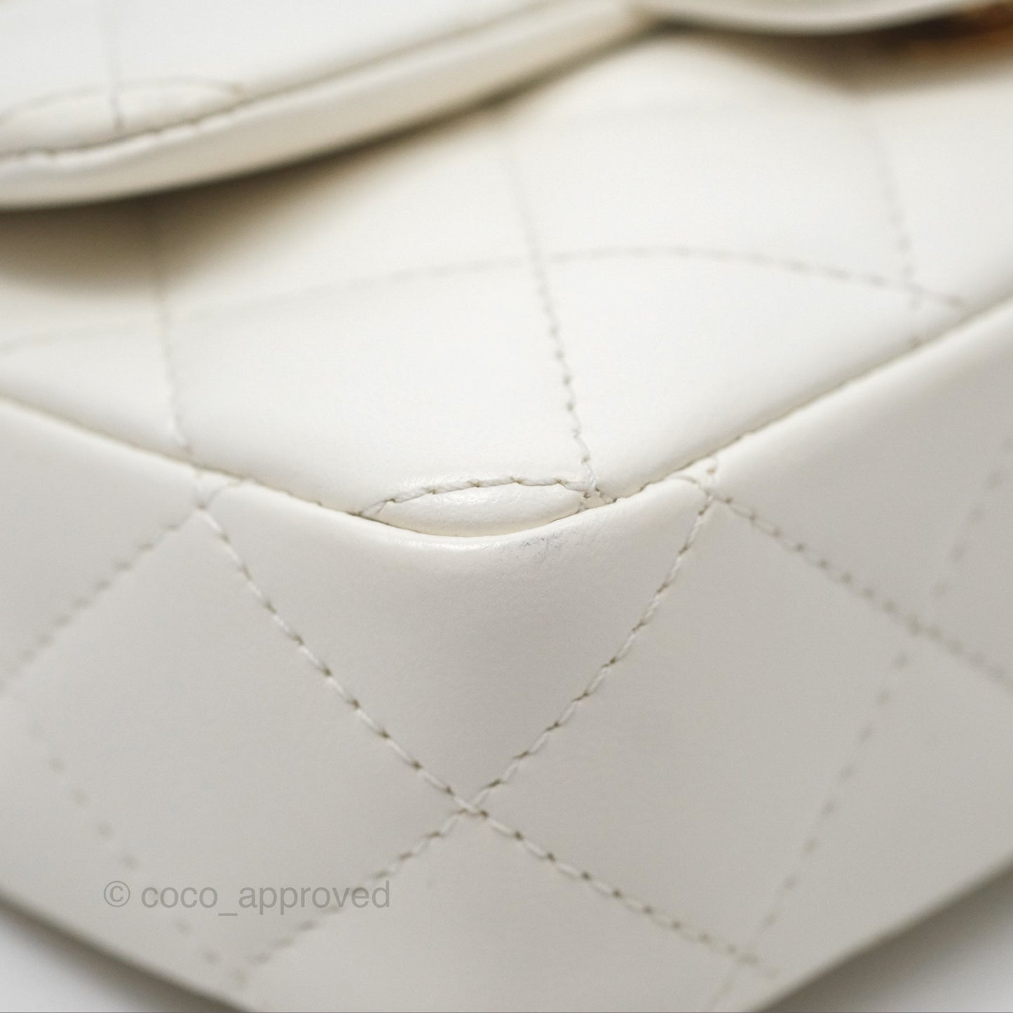 Chanel Top Handle Mini Flap Ivory White Lambskin Gold Hardware