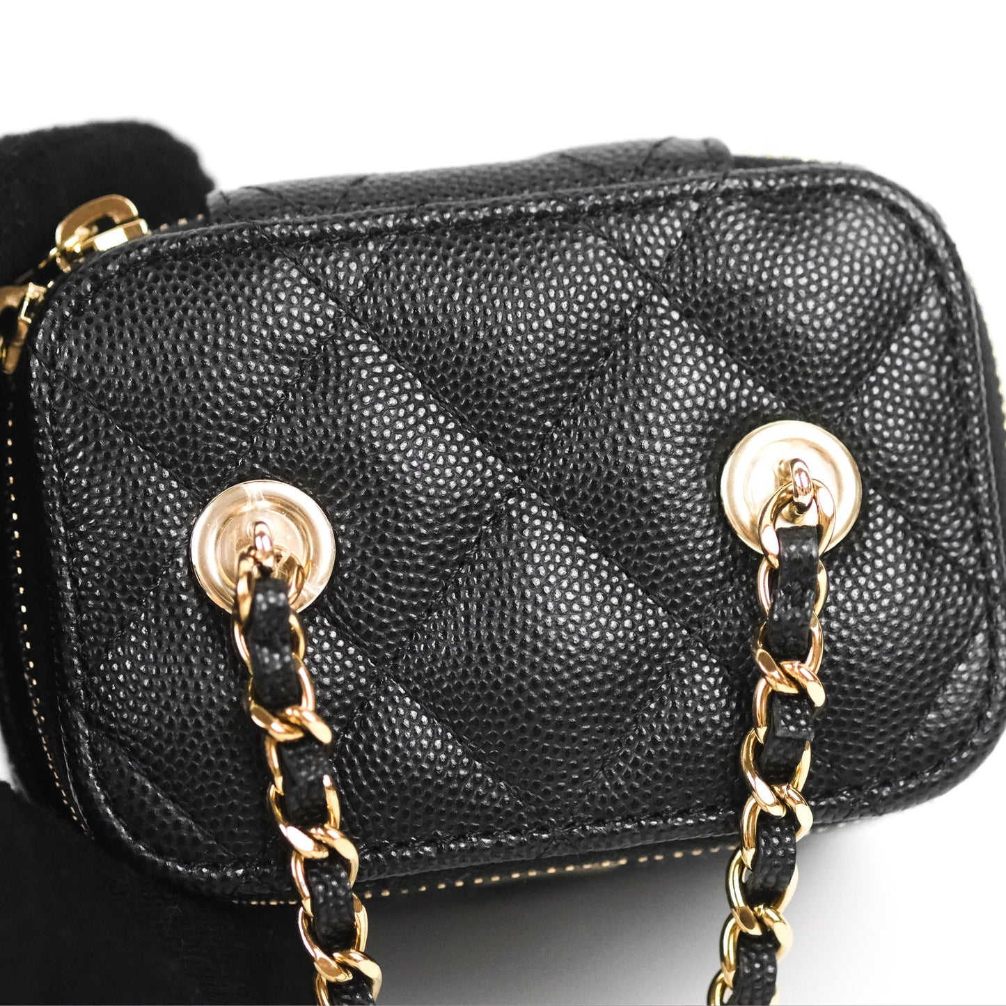 Chanel Mini Vanity With Chain Black Caviar Gold Hardware