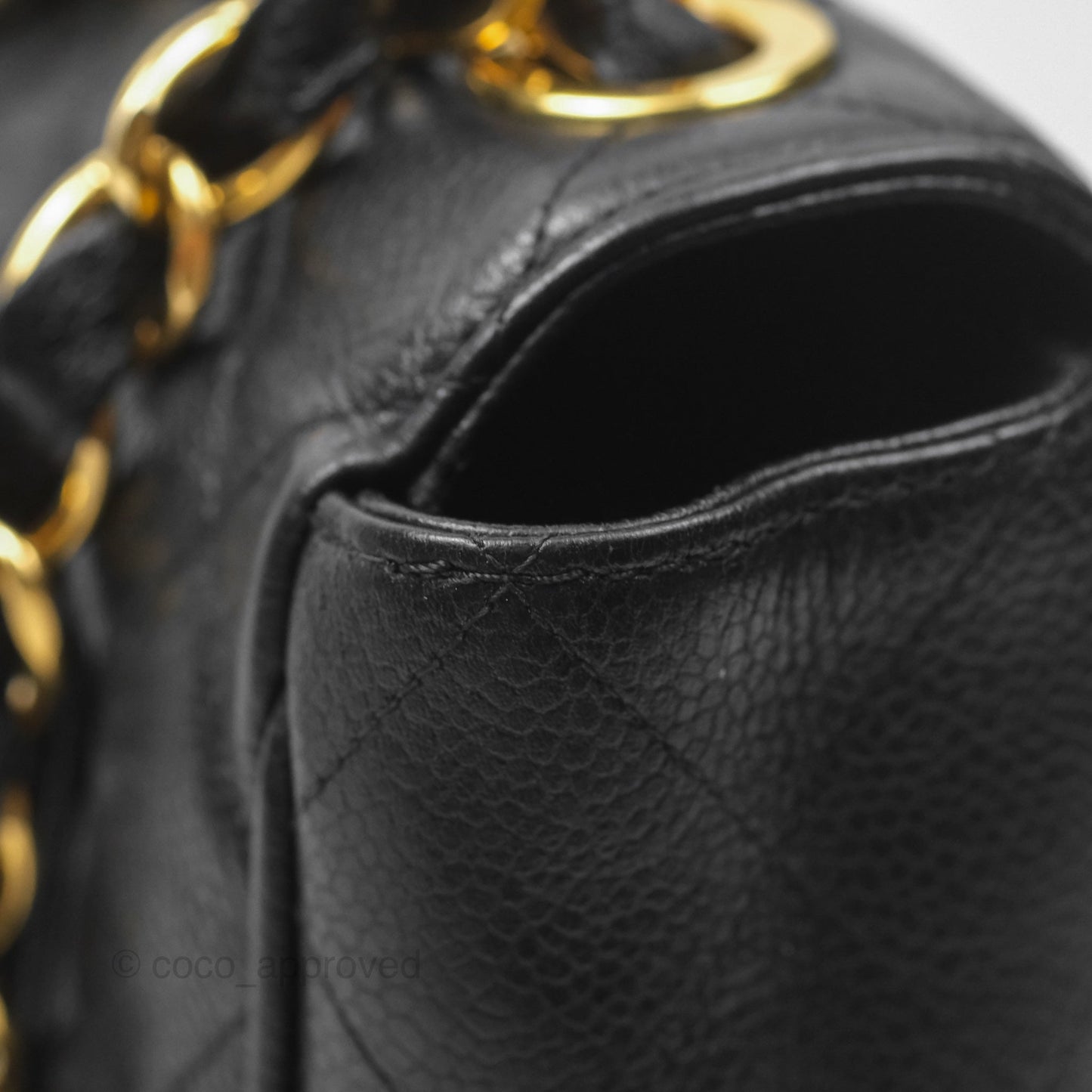 Chanel Vintage Jumbo Single Flap Black Caviar 24K Gold Hardware