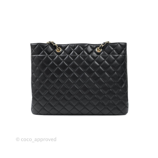 Chanel Quilted Timeless Tote Black Calfskin Gold Hardware