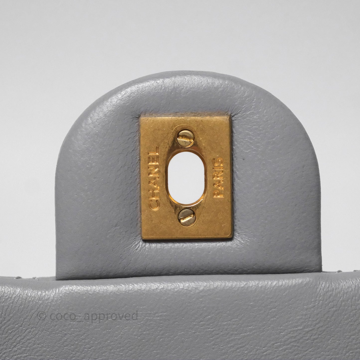 Chanel Pearl Crush Mini Rectangular Quilted Grey Lambskin Aged Gold Hardware