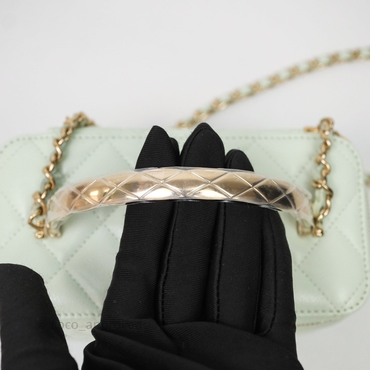 Chanel Vanity Rectangular Top Handle Mint Green Caviar Gold Hardware