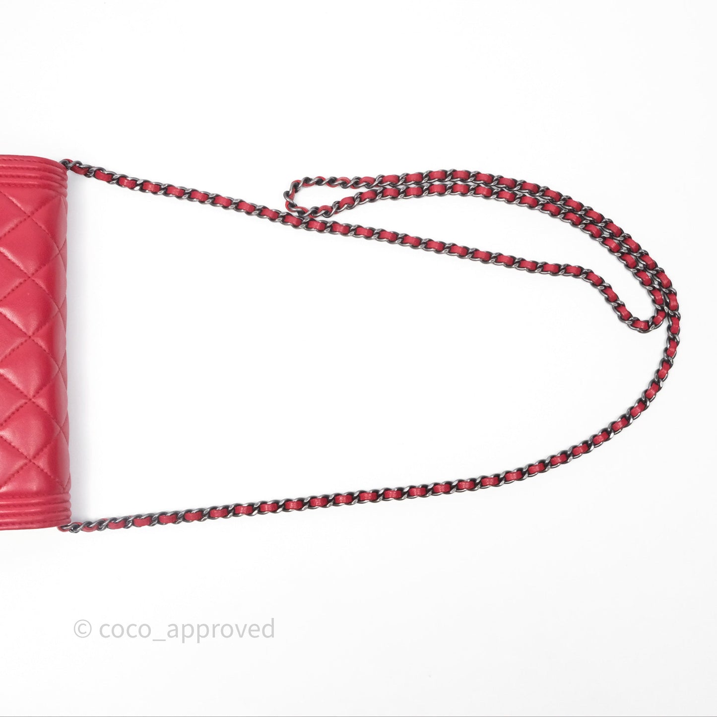 Chanel Boy Wallet on Chain WOC Red Lambskin Ruthenium Hardware