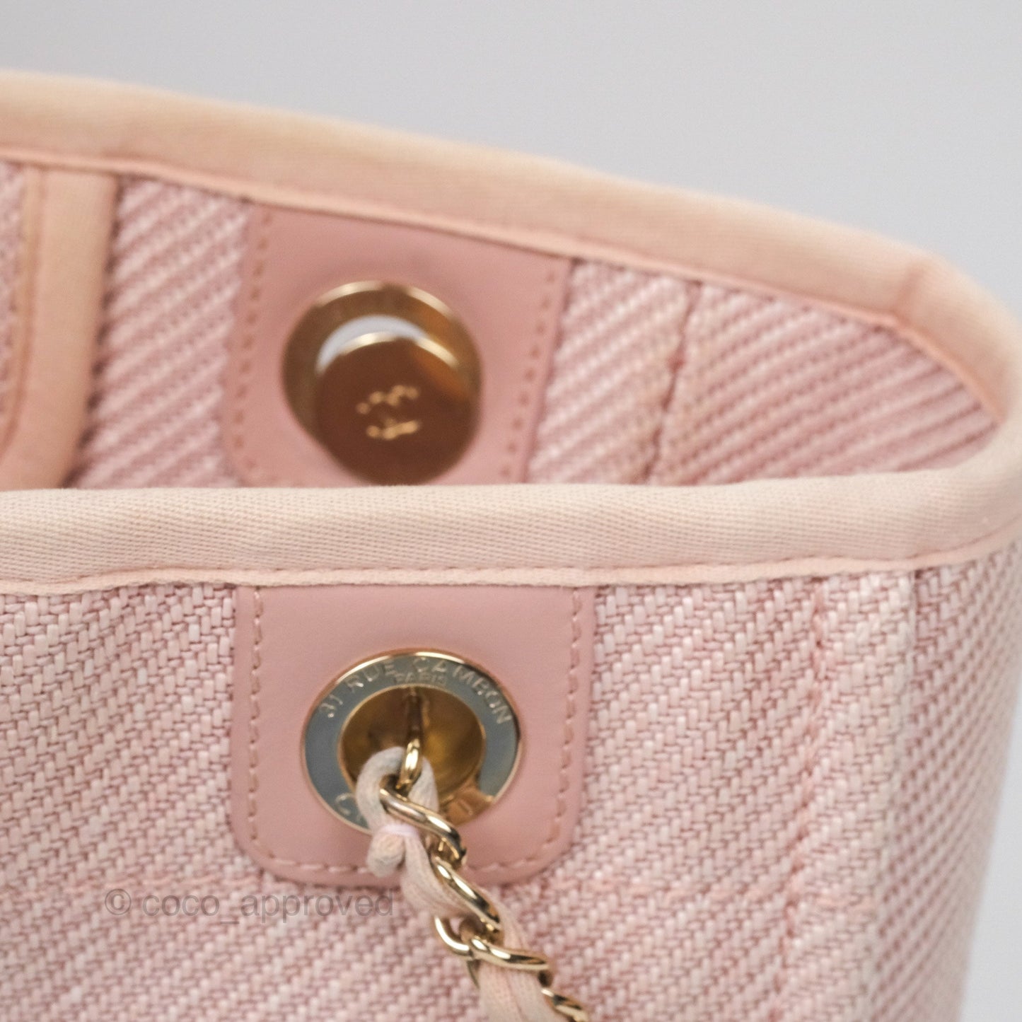 Chanel Small Vertical Deauville Canvas Pink Gold Hardware