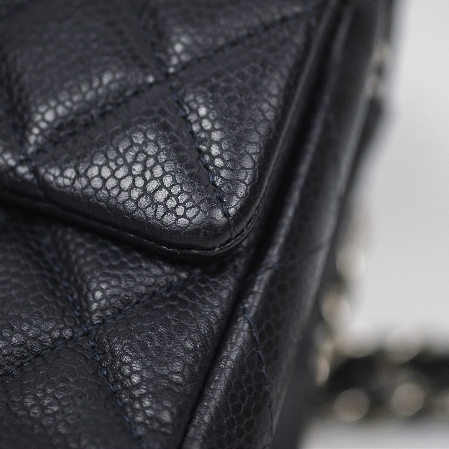 Chanel Mini Rectangular Quilted Dark Navy Caviar Silver Hardware