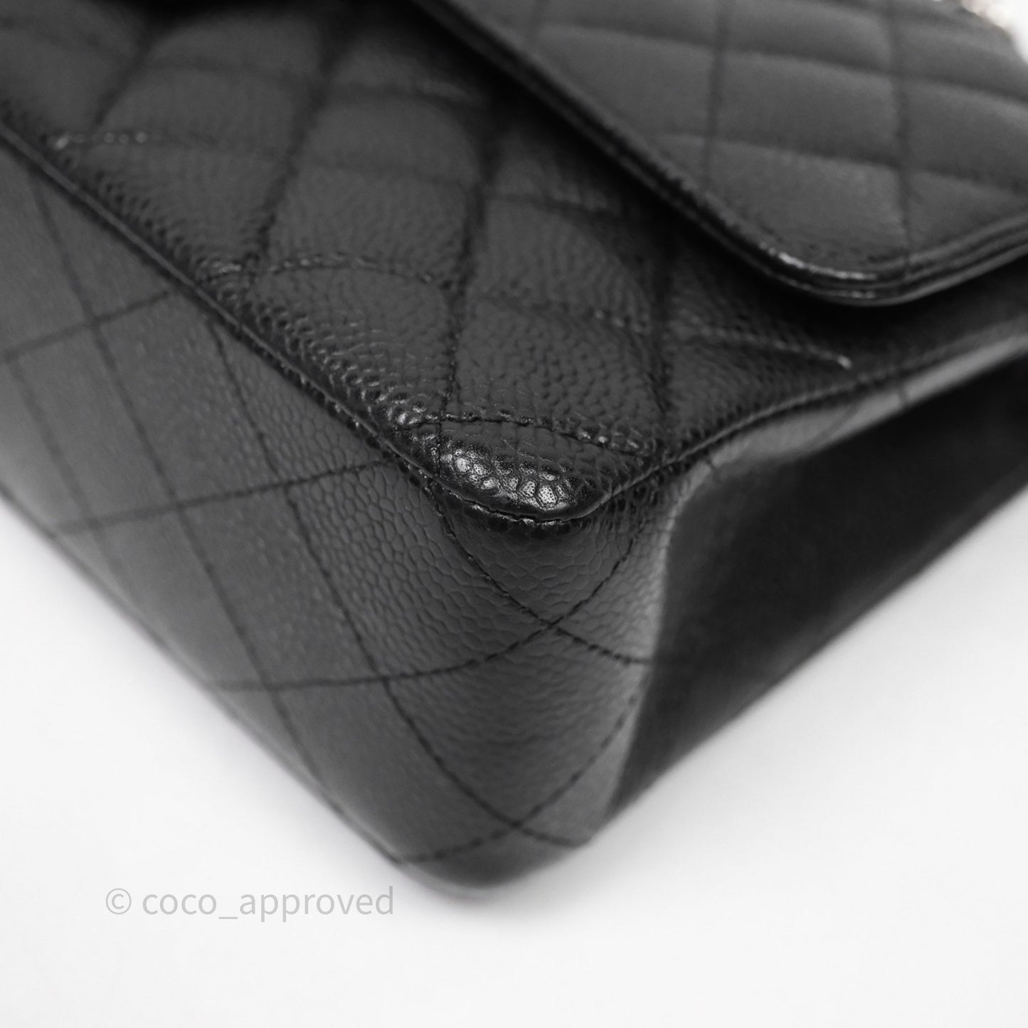 Chanel Classic M/L Medium Flap Quilted Black Caviar Silver Hardware