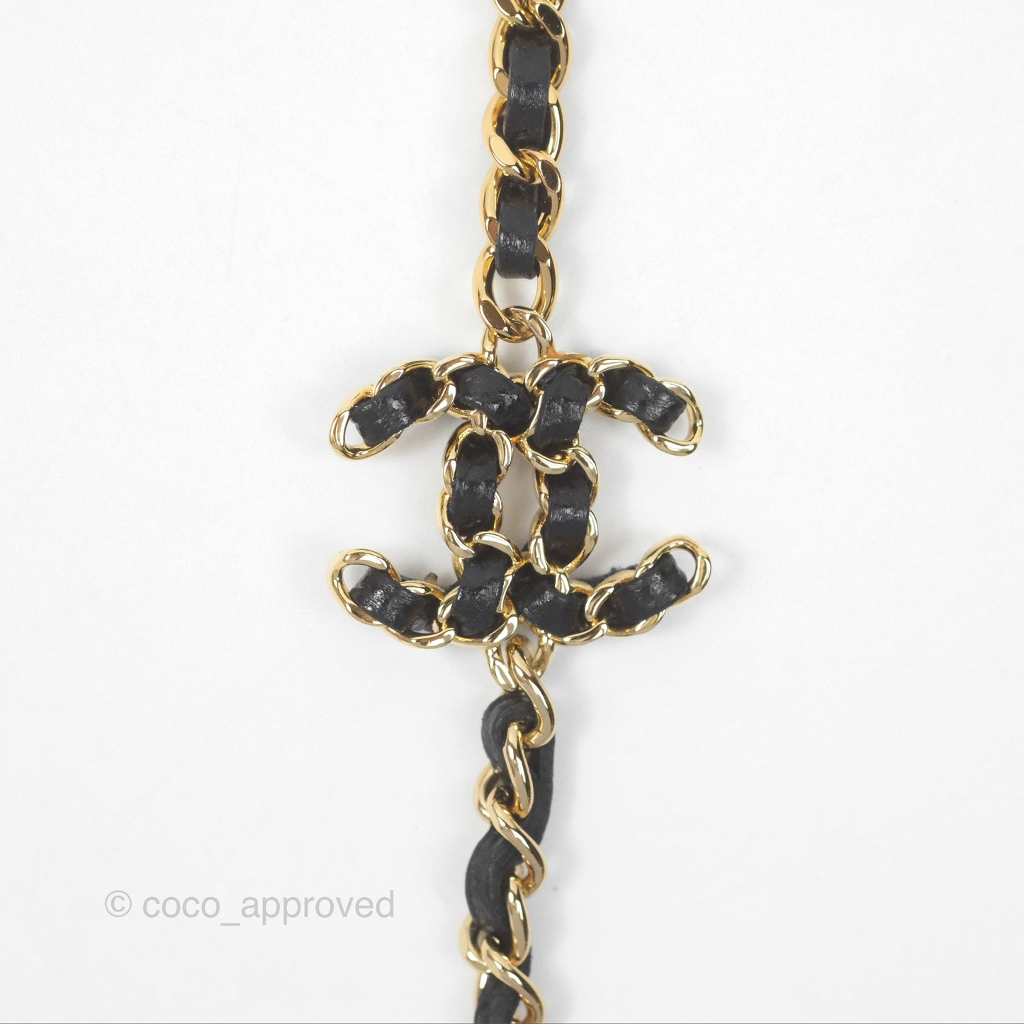 Chanel Miss Coco Quilted Zip Card Holder on Chain Black Caviar Gold Hardware