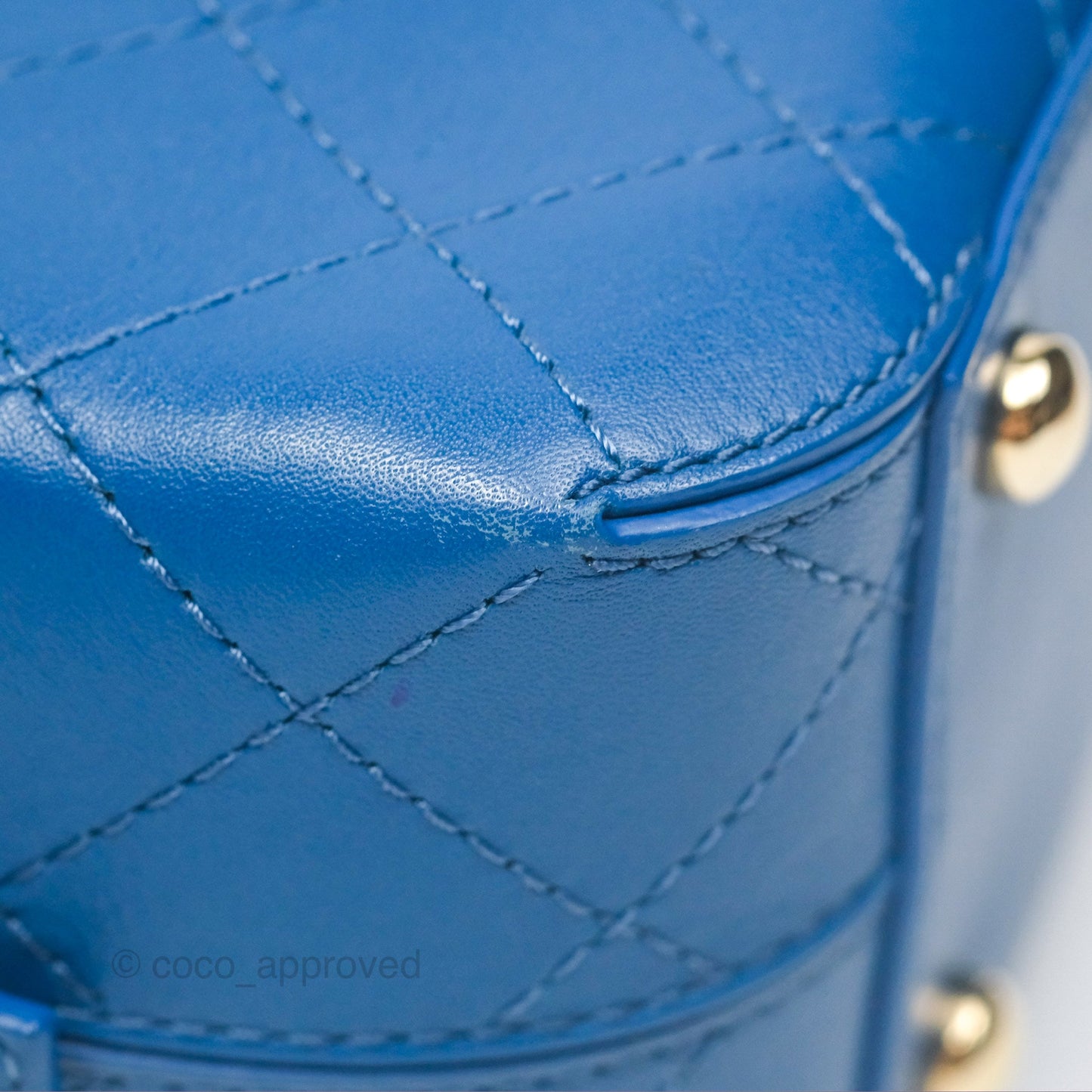 Chanel Stitched Camera Case Bag Blue Calfskin Gold Hardware
