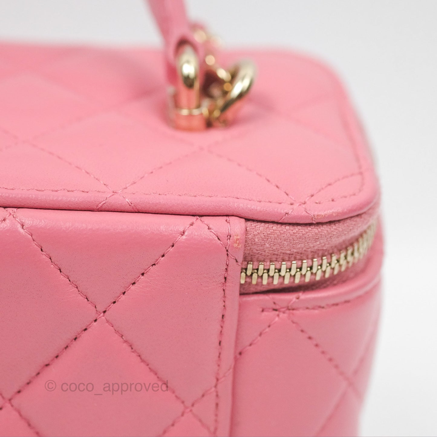 Chanel Vanity Rectangular Top Handle Pink Lambskin Gold Hardware