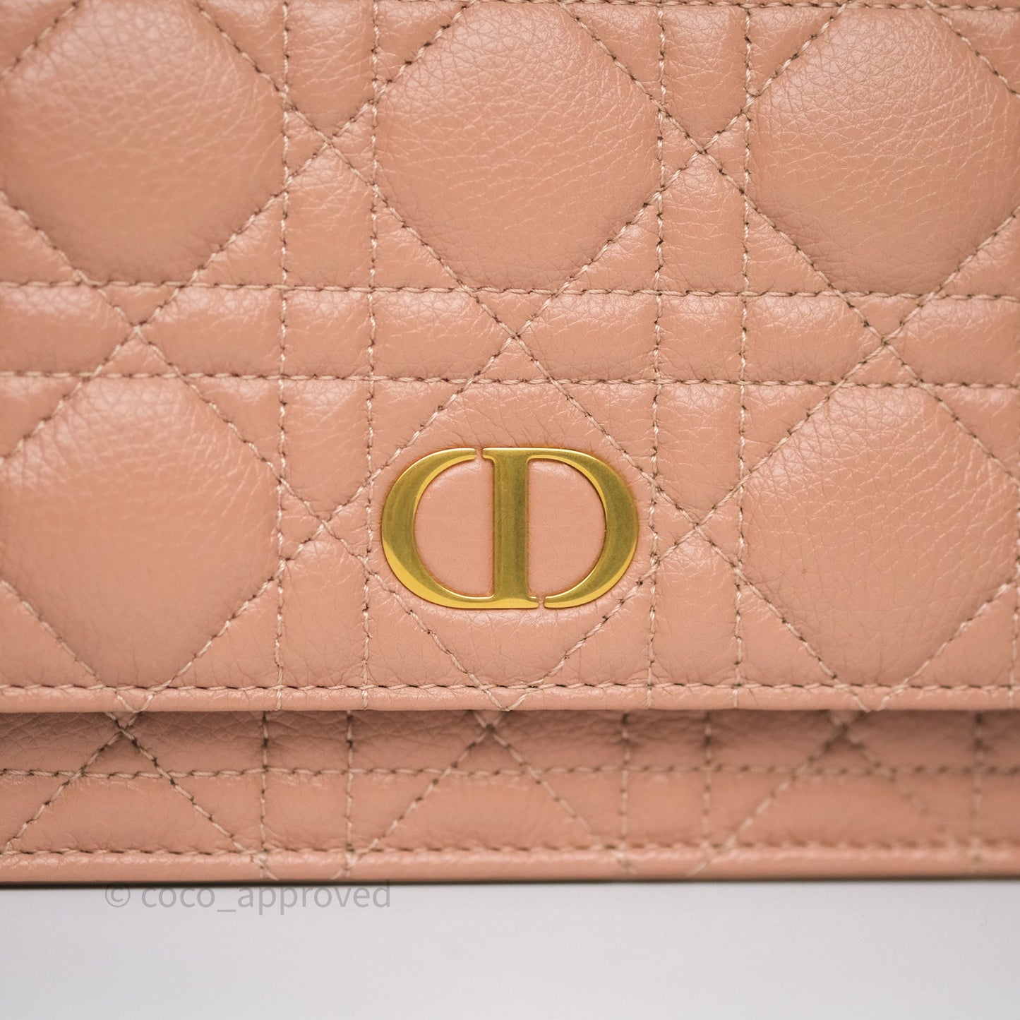 Christian Dior Caro Pouch with Chain In Supple Pink Cannage Calfskin