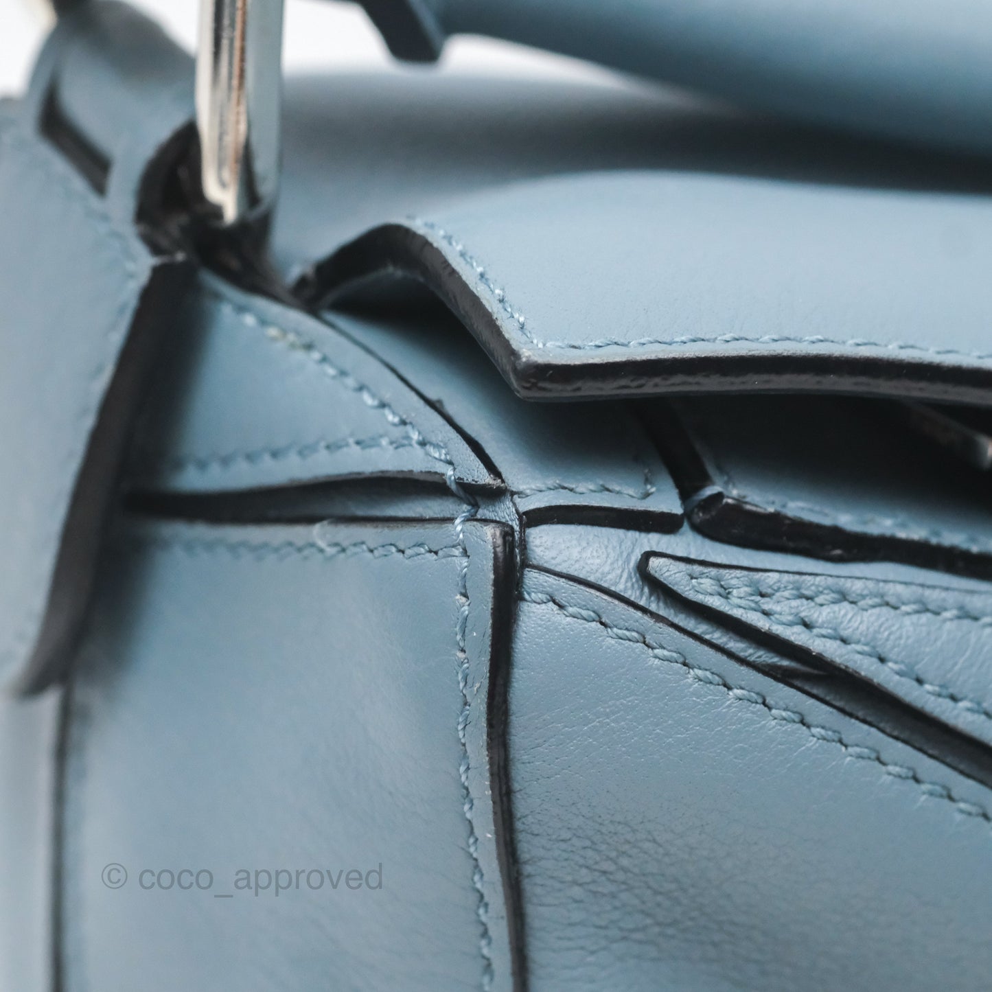 Loewe Small Puzzle Bag Blue Calfskin Silver Hardware
