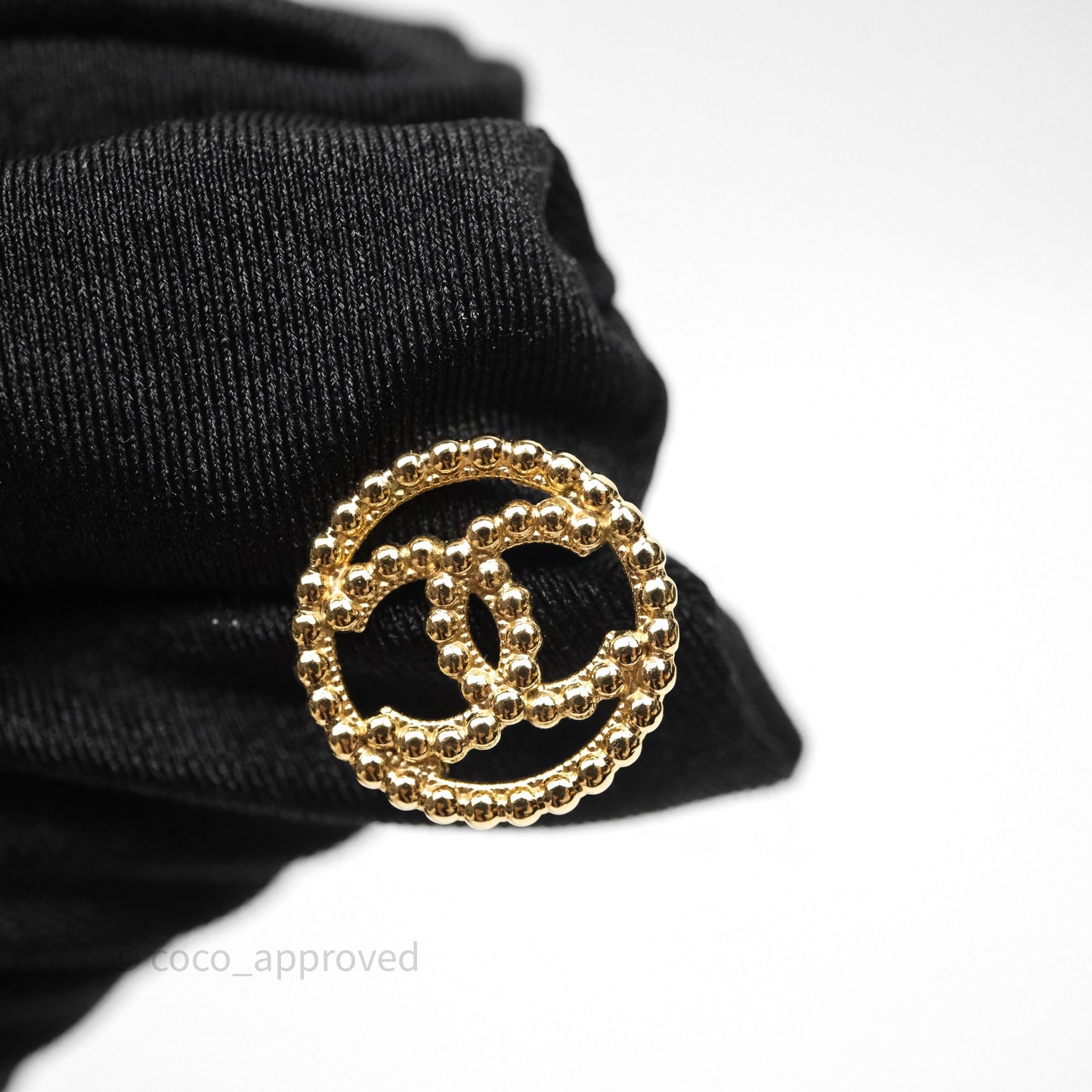 Chanel CC Round Metal Bead Earrings Gold Tone 22C