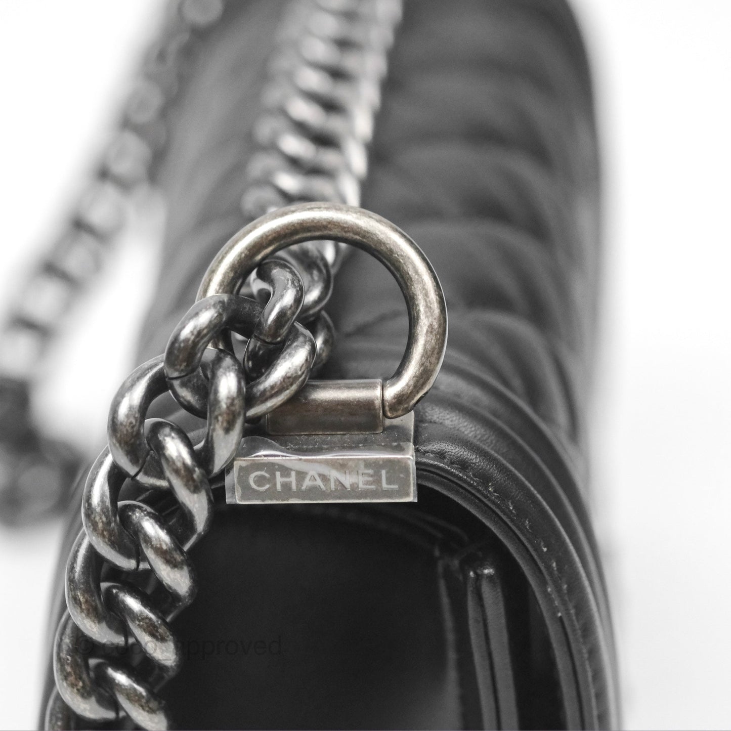 Chanel Small Boy Black Calfskin Ruthenium Hardware