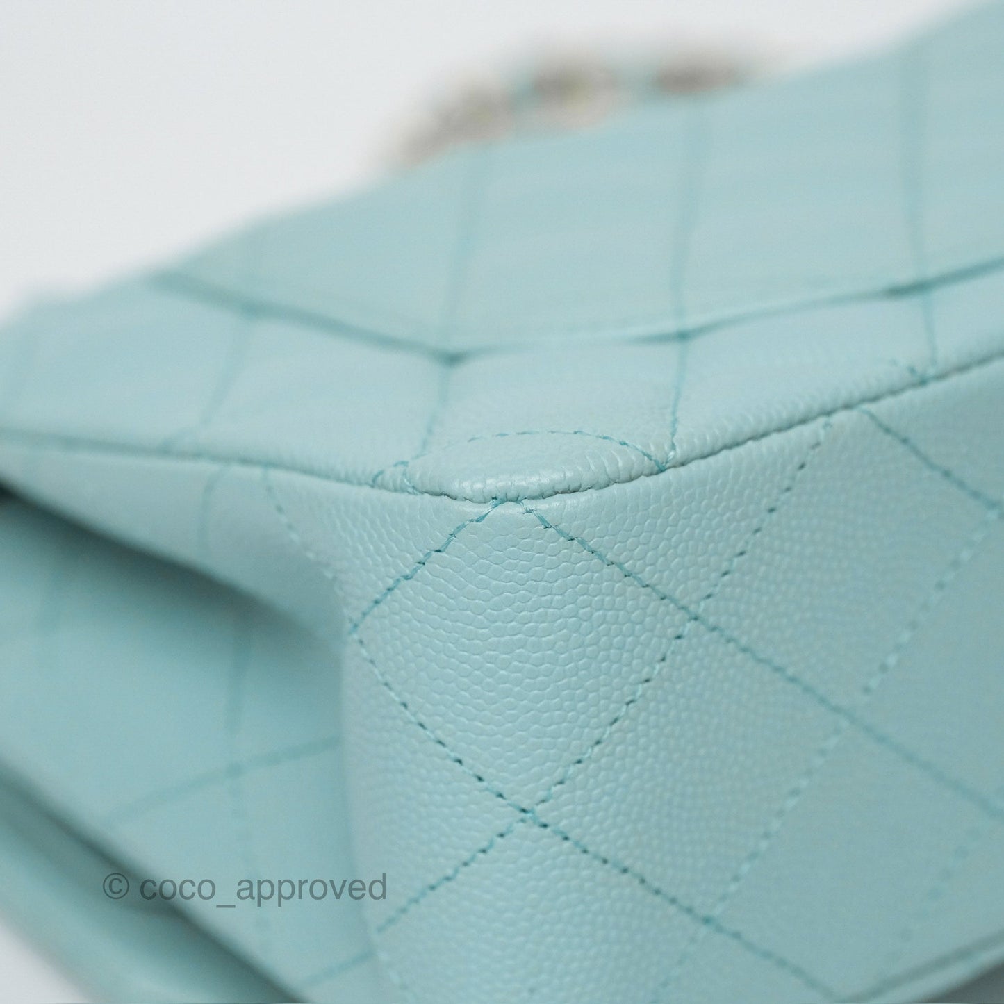 Chanel Small S/M Classic Flap Quilted Tiffany Blue Caviar Gold Hardware