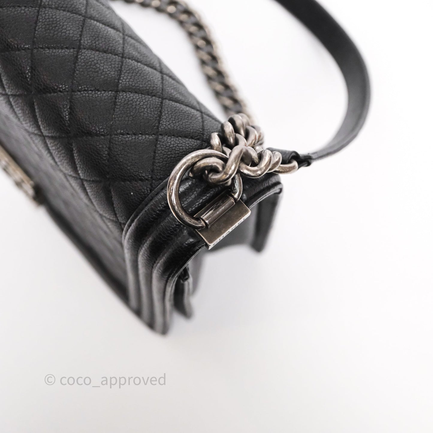 Chanel Quilted New Medium Boy Black Caviar Ruthenium Hardware