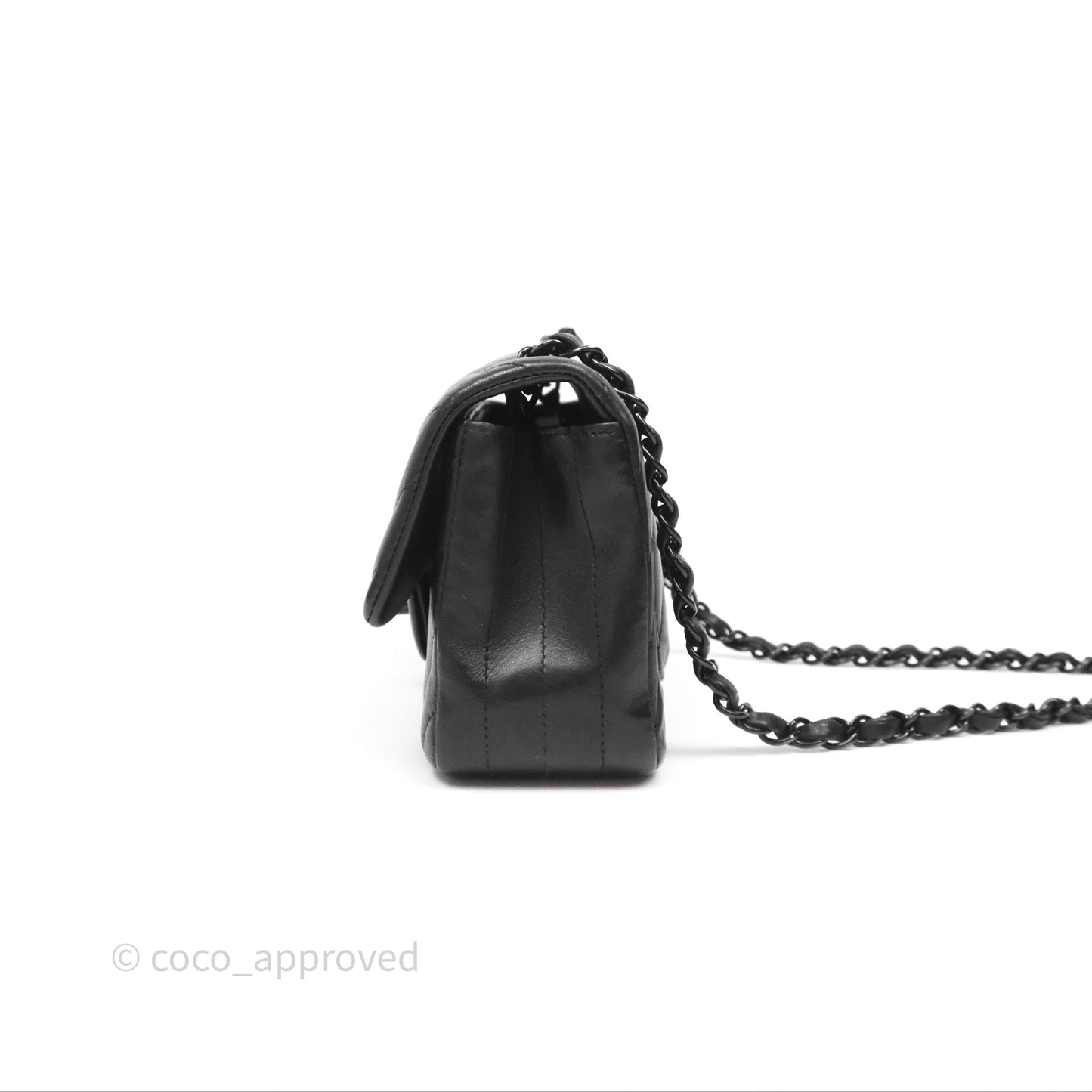 Chanel Quilted Mini Rectangular Chevron Black Lambskin So Black Hardware