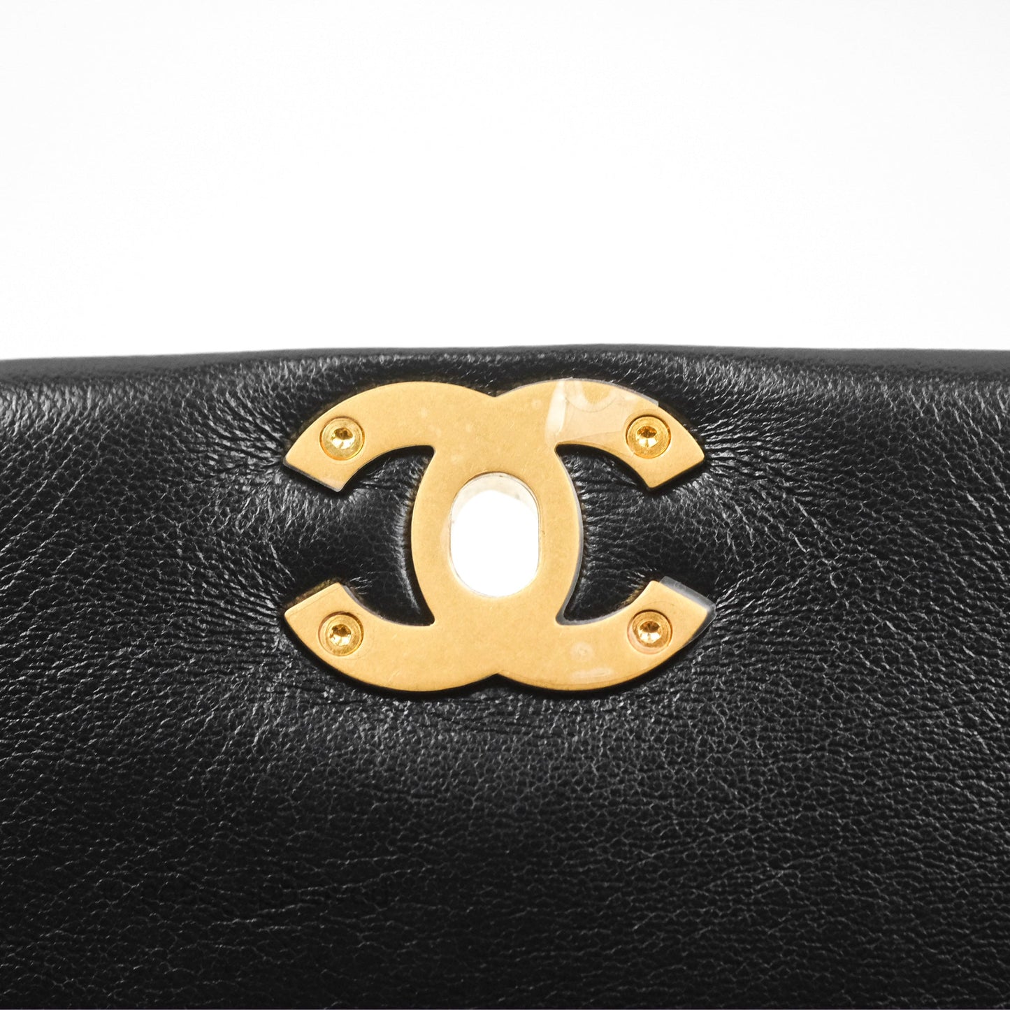 Chanel CC Chain Shoulder Bag Black Shiny Aged Calfskin