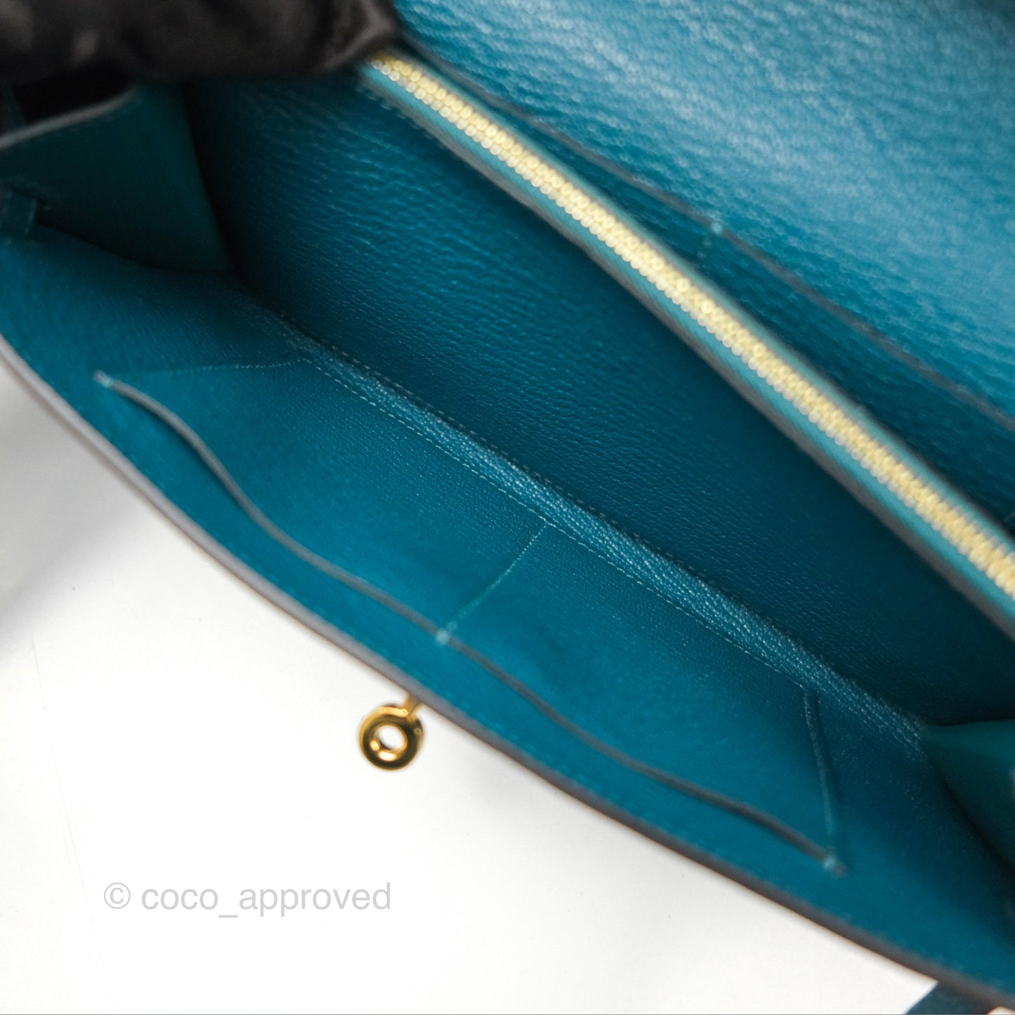 Hermès Kelly To Go Wallet Vert Bosphore Chevre Mysore Gold Hardware