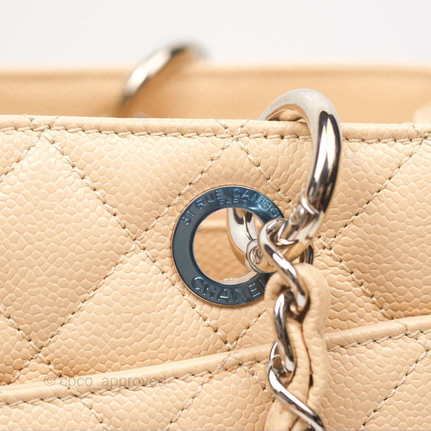 Chanel GST Beige Caviar Silver Hardware