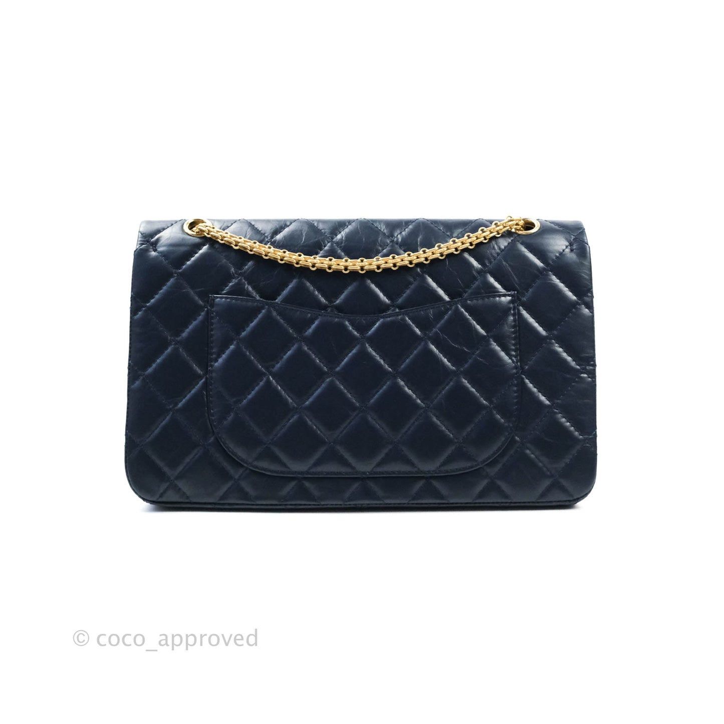 Chanel Reissue 227 Quilted Aged Calfskin Navy Aged Gold Hardware