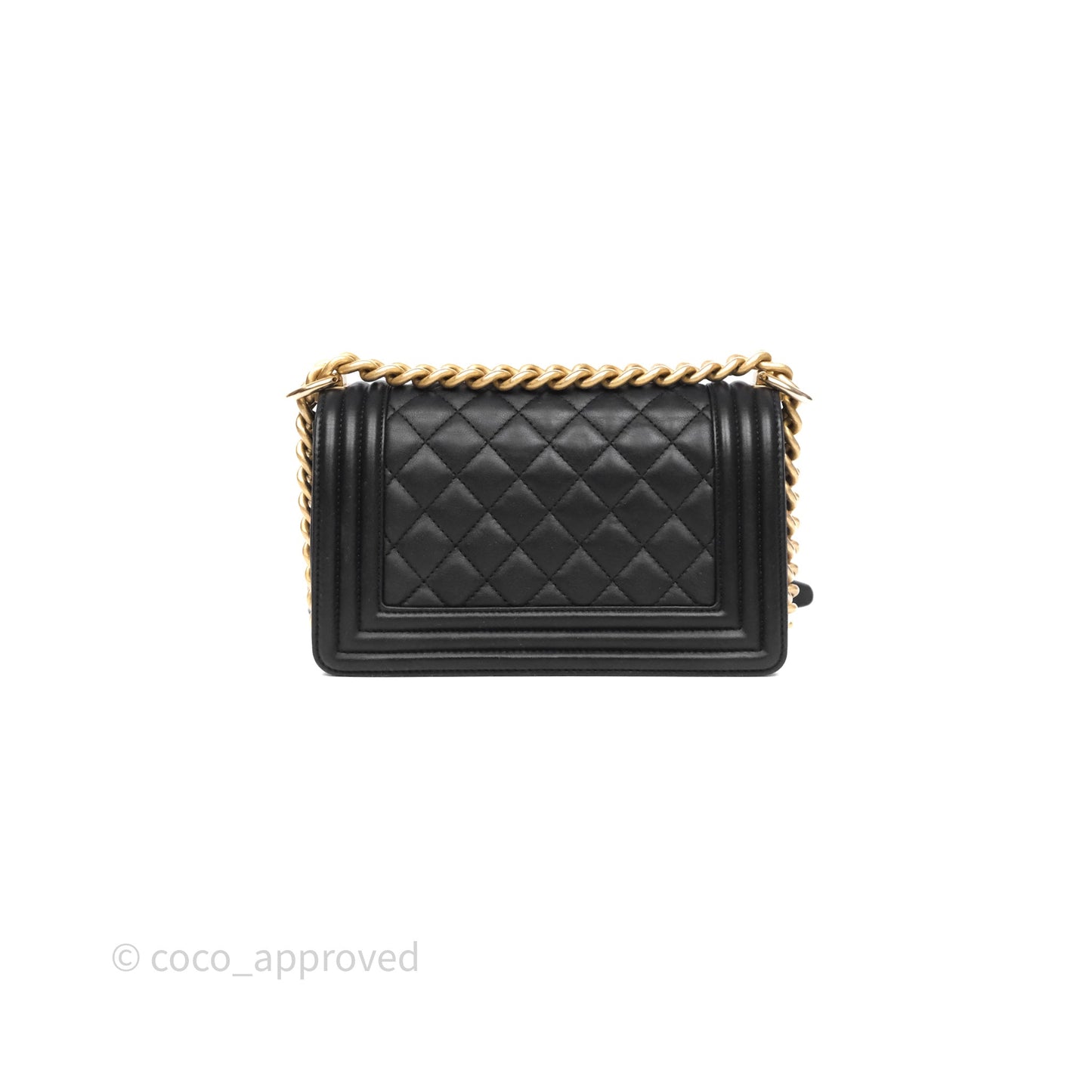 Chanel Small Boy Black Lambskin Aged Gold Hardware