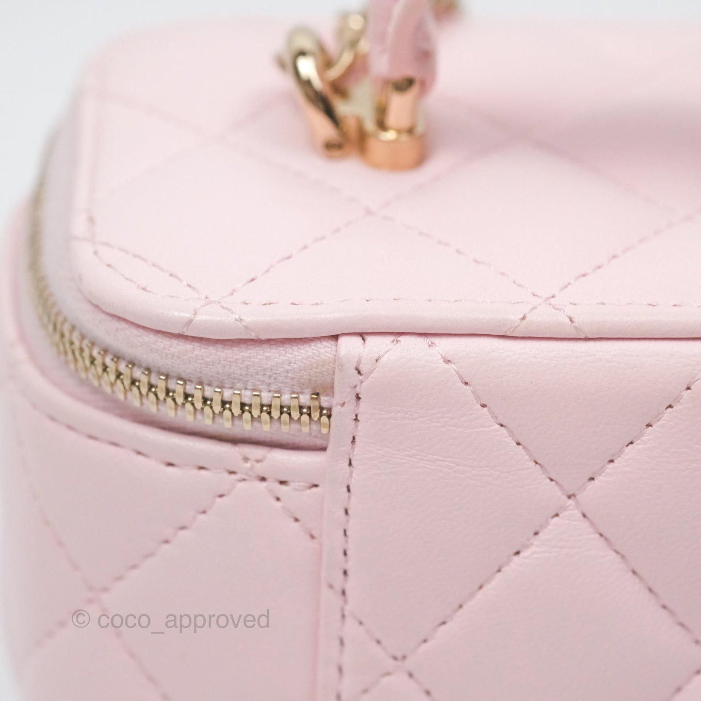 Chanel Vanity Rectangular Top Handle Light Pink Lambskin Gold Hardware